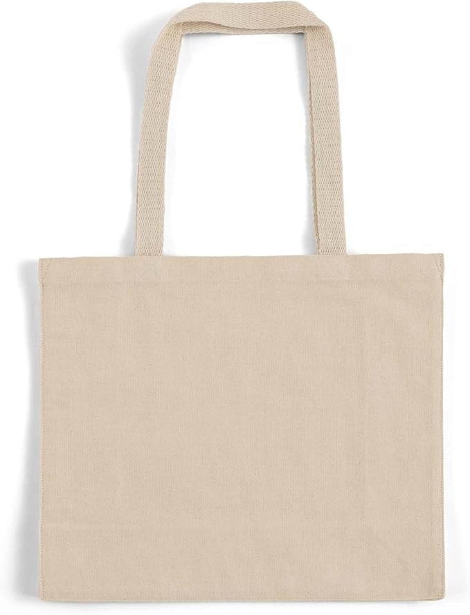12-Pack Large Canvas Tote Bags, Natural Cotton Reusable with Handles – Bulk Shopping Bags for Work, Travel & Beach – Natural