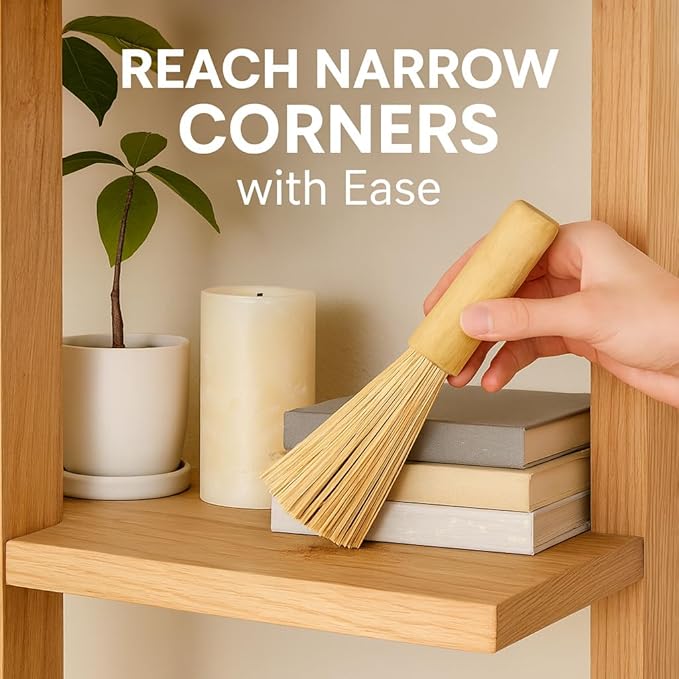 Natural Bamboo Kitchen Brush – Multi-Purpose Crumb Brush for Counters, Tables & Shelves | Eco-Friendly, Durable, Lightweight | Set of 2 (9 Inch)