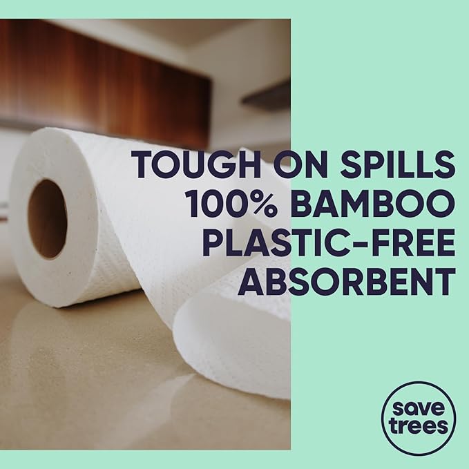 Save Trees Bamboo Paper Towels 40pk - Ultra Absorbent & Durable Eco-Friendly Paper Towels - FSC-Certified, Chlorine-Free