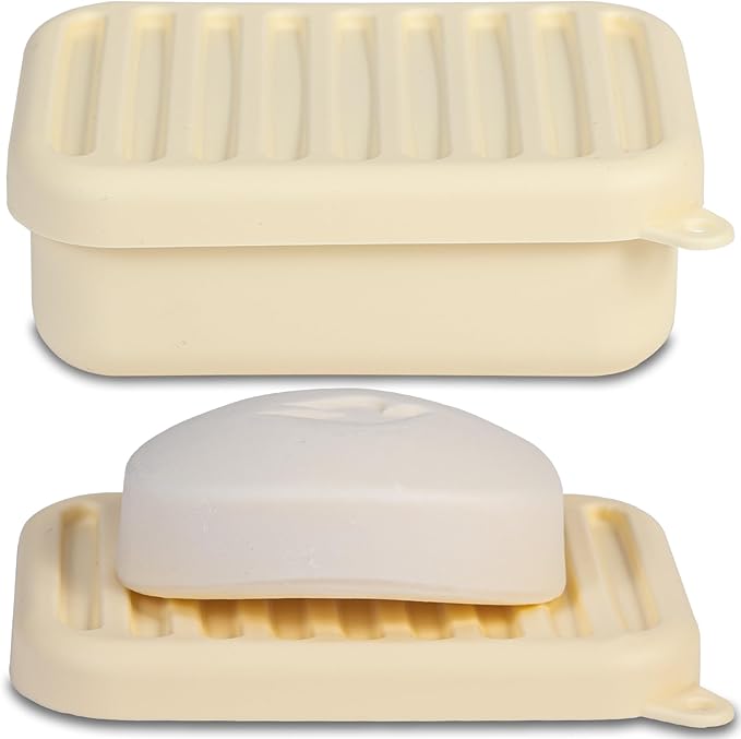 Superior Leak-Proof Silicone Travel Soap Case, Portable Soap Container with Draining Layer, Durable Soap Box, Shatter-Proof Soap Holder for Bathroom, Gym, Travel Size Toiletry (Yellow)