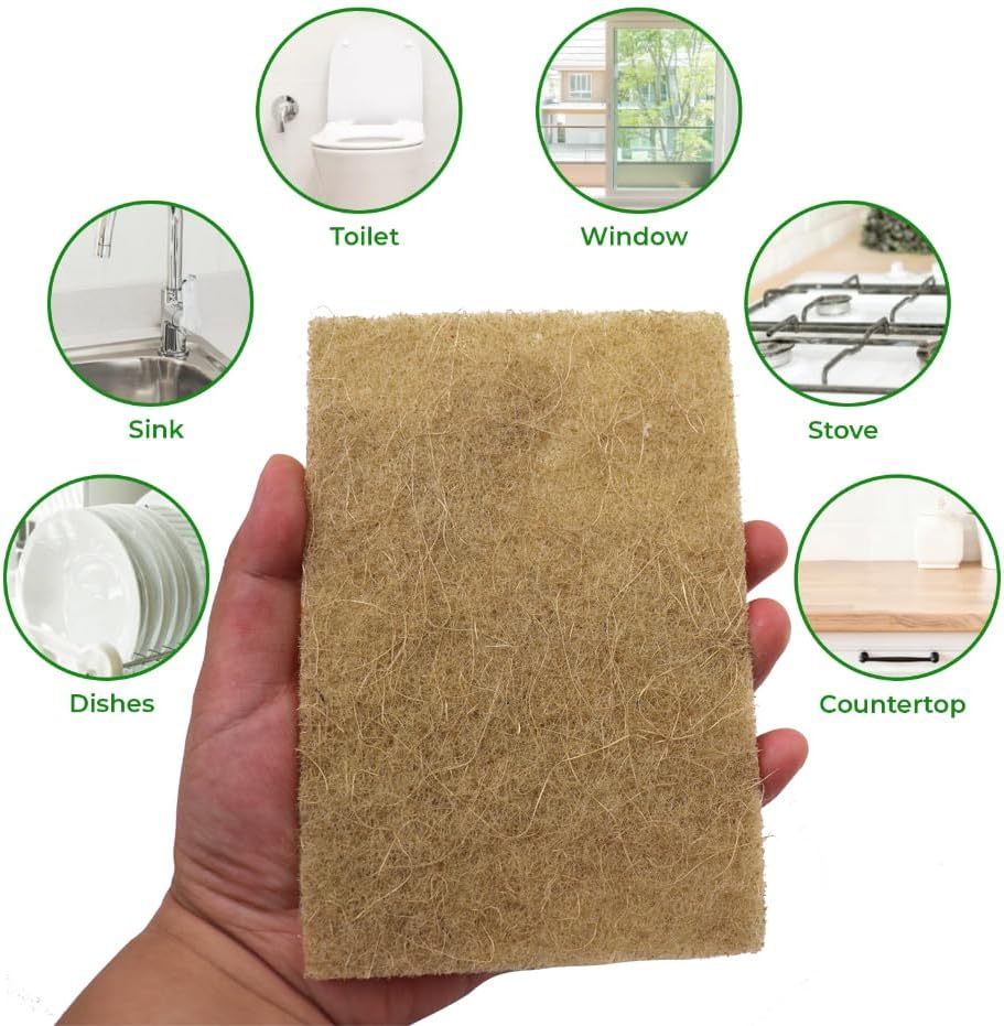Natural Scouring Pads 15 Pack- Non-Scratch Sisal Cleaning Scrub Pads for Dishes, Eco-Friendly Coconut Fiber Kitchen Scrubbers for Pans and Pots, Compostable, Biodegradable - Image 6