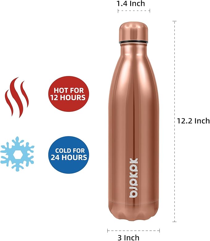 BJPKPK 25oz Stainless Steel Insulated Water Bottle Metal Thermal Water Bottle For Travel, Shining Copper