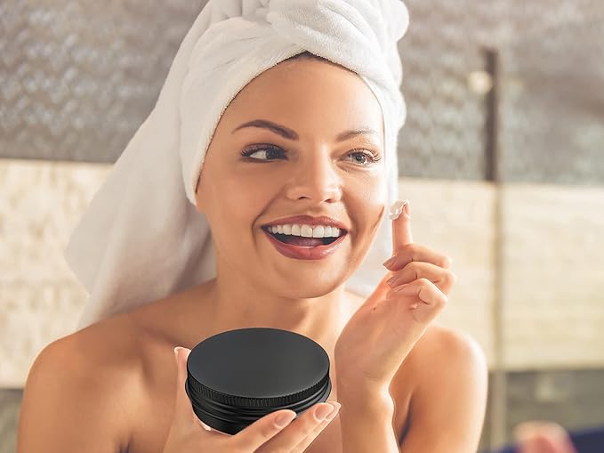 40 Pcs 2 Ounce Aluminum Tin Jars Containers Leak Proof Cosmetic Tin Jars Containers Round Screw Lids for Cosmetic, Salves, Balms, Lip Balm or Others, 60mL Black