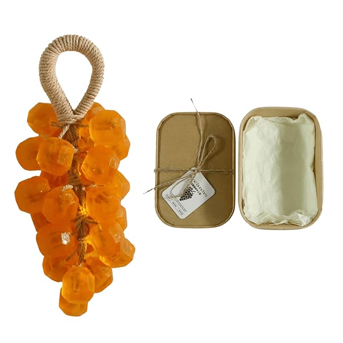 Grape Soap, Handmade Grape Soap on a Rope, Crystal Grapes Shaped with Natural Ingredients, Christmas Decorative Hand Soaps for Washing Hands & Fresh Air, Gift Choice for Women Men (Calendula A)