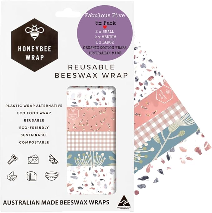 Reusable Beeswax Food Wrap Set| 5 Pack |