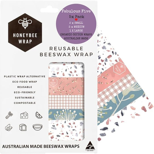 Reusable Beeswax Food Wrap Set| 5 Pack |