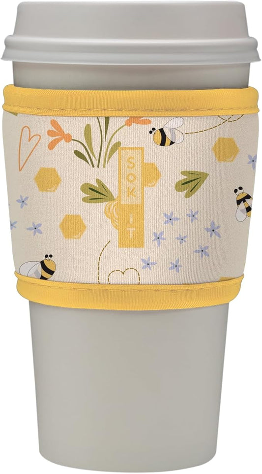Sok It HotSok Coffee & Tea Reusable Insulated Neoprene Cup Sleeve (Honeycomb Buzz)