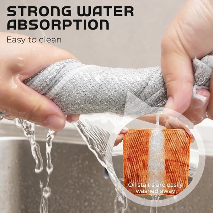 Multipurpose Wire Dishwashing Rags for Wet and Dry, 2025 Upgrade Non Scratch Metal Wire Dishcloth, Reusable Premium Metal Scrubbing Pads Sponge Clean for Home Kitchen Stove Tops (20Pcs)