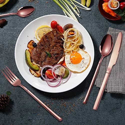 AARAINBOW 7 Pieces Stainless Steel Flatware Set Portable Reusable Cutlery Set Travel Utensils Set Including Chopsticks Knife Fork Spoon Straws Cleaning Brush Dishwasher Safe (Rose golden) - Image 4