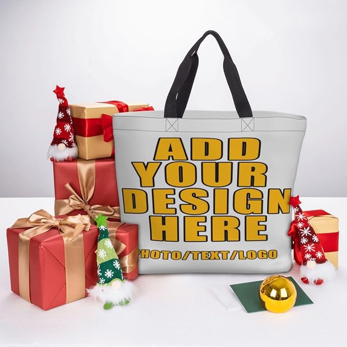 Custom Large Black Tote Bag With Pocket Extra Large Reusable Grocery Bags