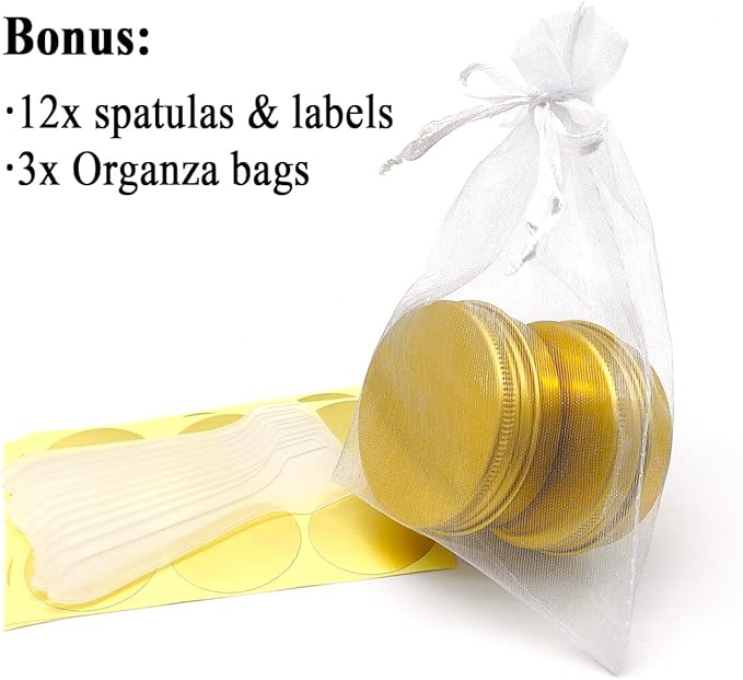 12pcs 1oz 30ml Aluminum Tin Jar, 30g Refillable Makeup Container, 30 Gram Gold Screw Lid Round Can Sample Pot for Cosmetic DIY, Handmade, Lip Balm, Cream, Salve, Toner, Candle, Paint, Scrub