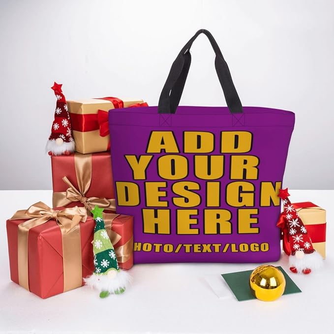 Custom Large Black Tote Bag With Pocket Extra Large Reusable Grocery Bags