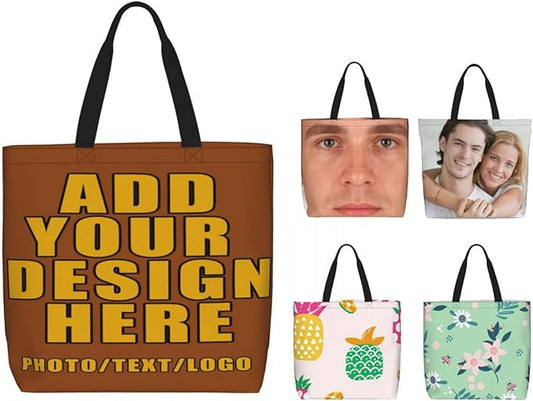 Custom Large Black Tote Bag With Pocket Extra Large Reusable Grocery Bags