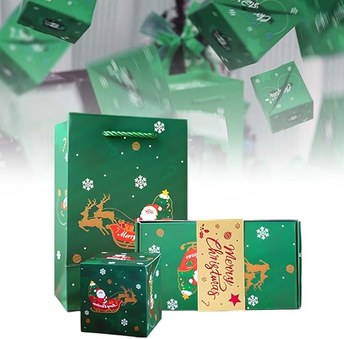 Surprise Gift Box Explosion for Money, New Christmas Surprise Gift Box Unique Folding Bouncing Red Envelope Gift Boxs, Christmas Money Boxs for Birthday Anniversary (10Pcs Green)