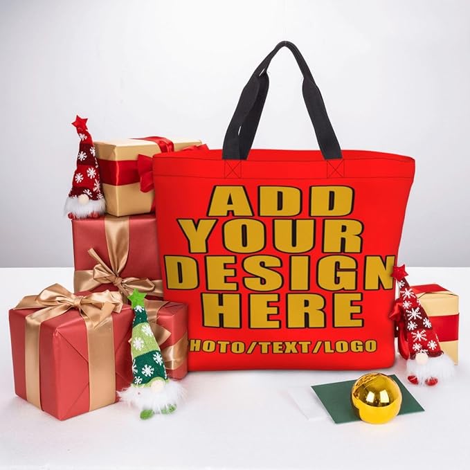 Custom Large Black Tote Bag With Pocket Extra Large Reusable Grocery Bags