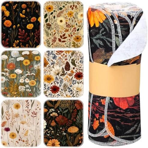 36 Pack Reusable Kitchen Cloths Cotton Towels, Fall Wildflower by Noveread
