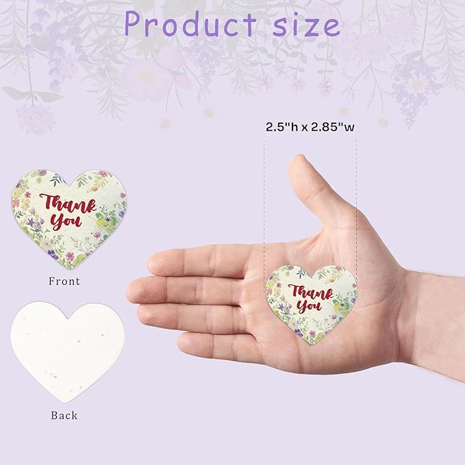 nulala 20Pack 'Thank you' Greeting Cards,Plantable Seed Paper Cards Embedded with Wildflower, Eco-Friendly Card for Gift Wrapping, Mother's Day, Thanksgiving,Graduation Gifts