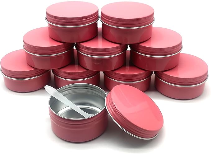 10pack 80ml Aluminum Tin, 80 Gram Pink Container Leak Proof Cosmetic Jars, 80g Small Makeup Round Screw Lids Pot for Cosmetic, Salves, Lip Balms, Toner, Cream, Paint, Candle, Tea, Beads, Wax