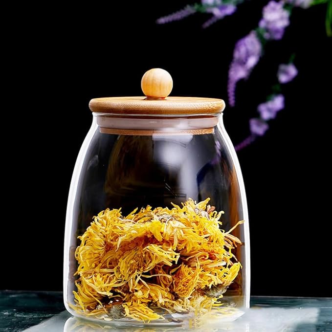 3 Pcs Transparent Food Storage Jars with Wooden Lids Airtight Sealed Canisters for Tea Candy Dried Fruits Kitchen Pantry Organization