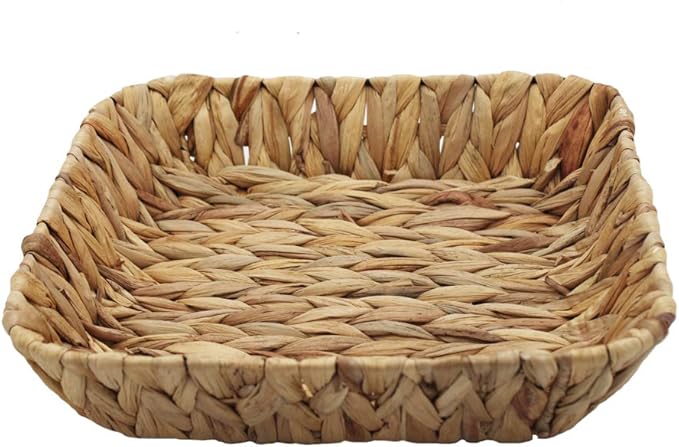 Grass Weaving Tray, Grass Storage Bins for Fruit or Tea,Arts and Crafts. (1) (Rectangle-1PC)