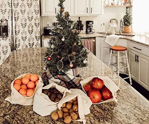 Organic Cotton Mesh Produce Bags Set of 6 (3 Large, 3 X-Large), Reusable Drawstring Grocery Bags for Fruits, Vegetables, Onion, Potato & Garlic Storage, Washable Farmers Market Kitchen Organizer - Image 6
