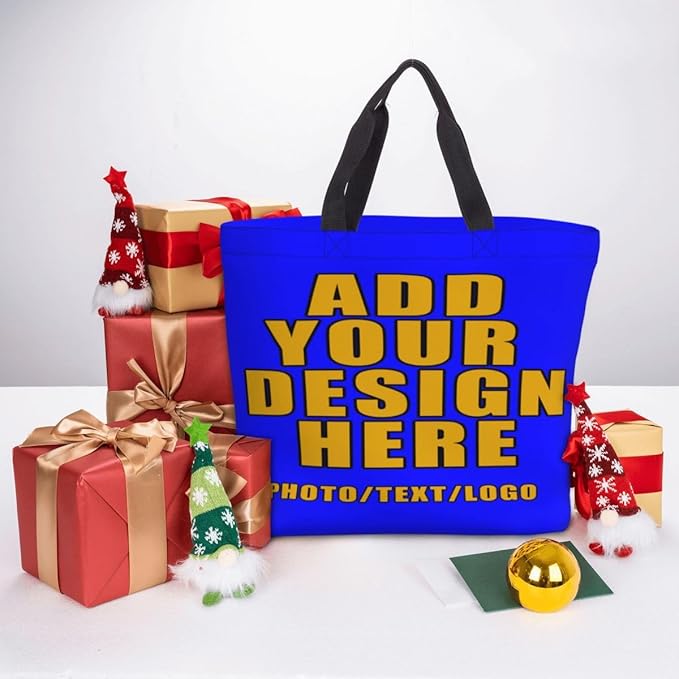 Custom Large Black Tote Bag With Pocket Extra Large Reusable Grocery Bags