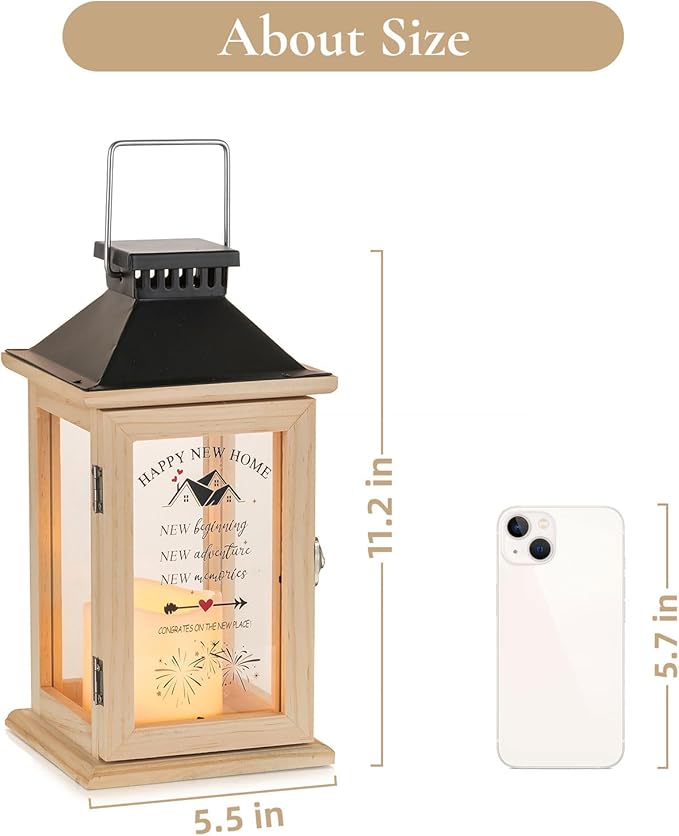 House Warming Gifts for New Home: Housewarming Gift for Women Farmhouse Home Decor Wood Lantern for Living Room Kitchen Counter Table Shelf