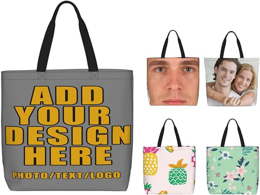 Custom Large Black Tote Bag With Pocket Extra Large Reusable Grocery Bags