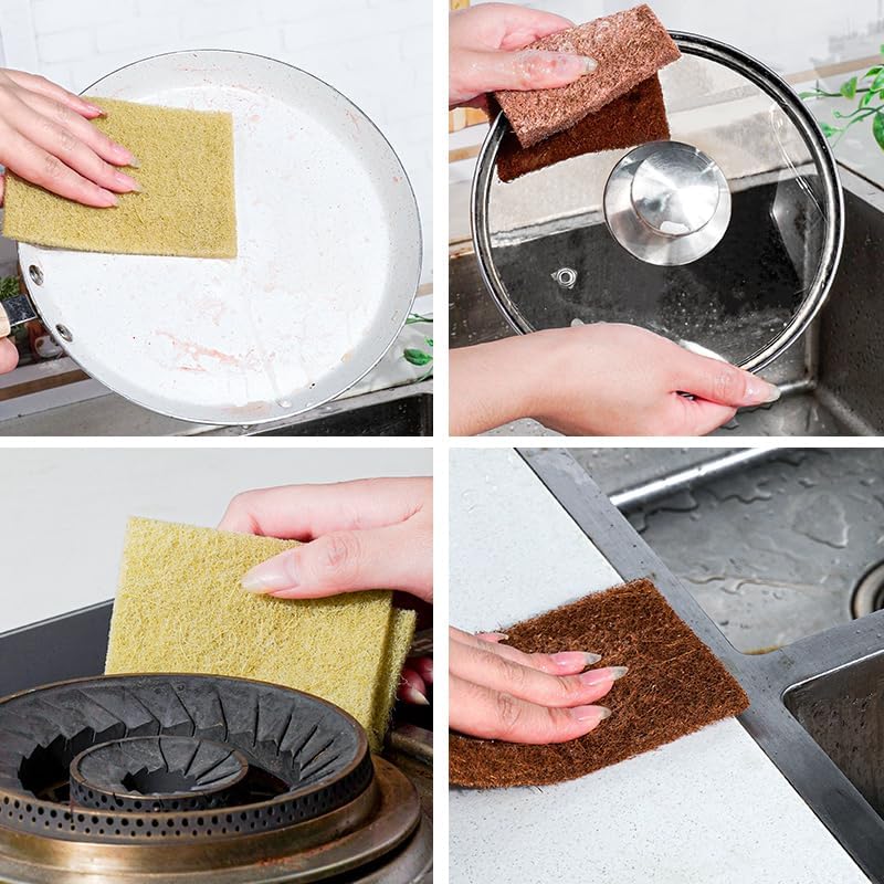Plant‑Based Sisal Fiber Scrub Pads Powerful Kitchen Cleaning Scrubbers Sponge Dish Washing Sponge, Trial Pack of 5 Compostable, Non‑Scratch Dish Scrubbers, Odor‑Resistant - Image 6