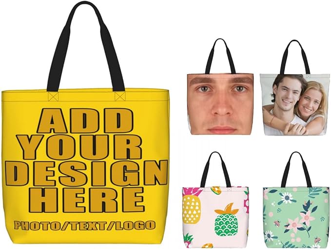 Custom Large Black Tote Bag With Pocket Extra Large Reusable Grocery Bags