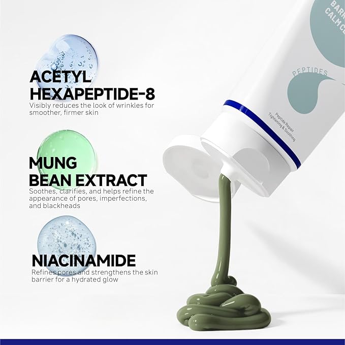 Deep Cleansing Green Clay Mask for Face, Kaolin Clay Masks Blackheads and Pores with Mung Bean for Soothing Oil Control, Mud Mask with Brush for All Skin Types（5.3 oz）