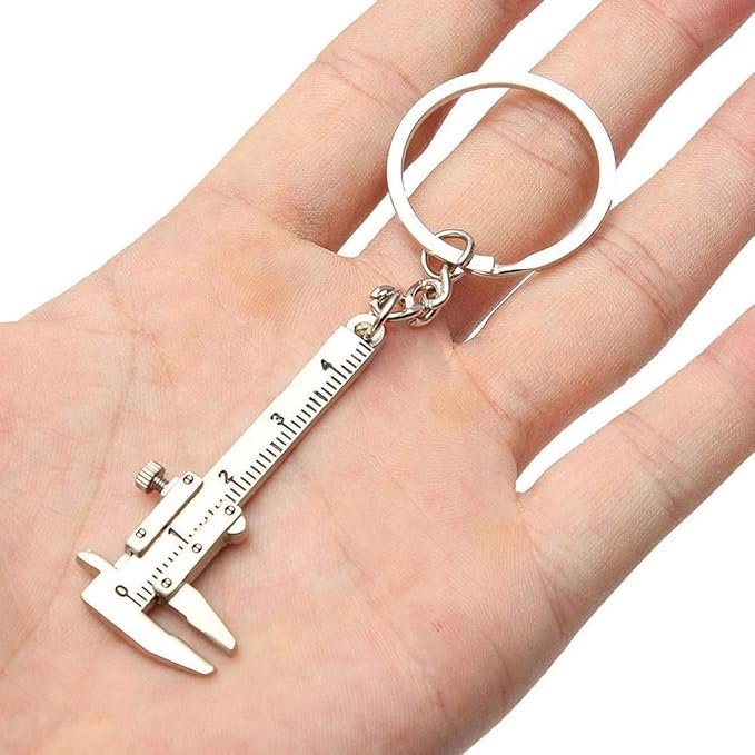 Nekoki Mini Key Chain Tool Movable Vernier Caliper Ruler Sliding Key Holder Rings Keychain Tools Cool Keychain Gift Ideas for Men Women