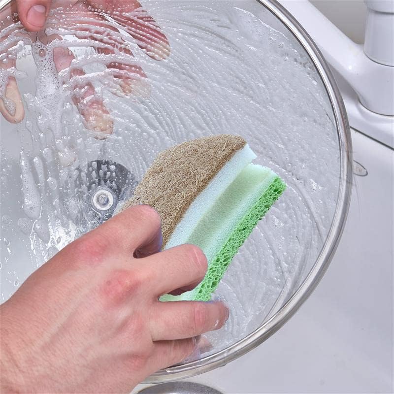 Superio Non-Scratch Natural Sisal Cellulose Scrub Sponge Eco-Friendly Sisal Scouring Sponge with Comfortable Grip, Good for Non-Stick Cookware, Kitchen Scrubbing, Sink Scrubber (Pack of 6) - Image 5