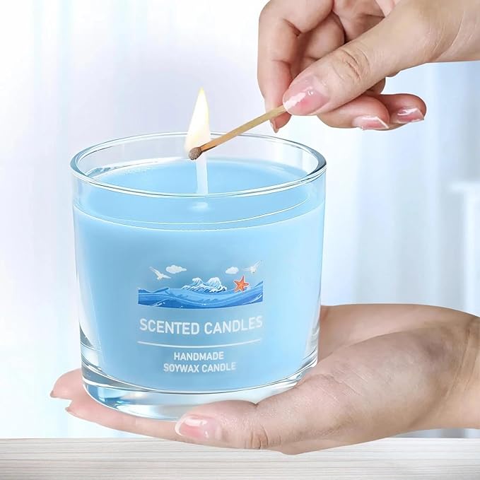 Scented Soy Candle Gift Set, 100% Natural Soy Wax, Eco-Friendly, Hand-Poured, Relaxing Scented Candles for Home, Spa, Gifts(Pink + Purple + White + Orange + Blue + Black, 14 oz)