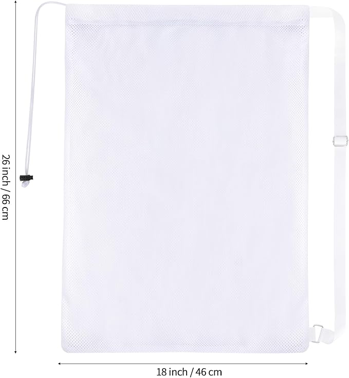 2 Packs Swim Bag Mesh Drawstring Backpack Oversized 18" x 26", Large Mesh Drawstring Backpack for Beach, Swimming, Gym, and Workout Gear (White)