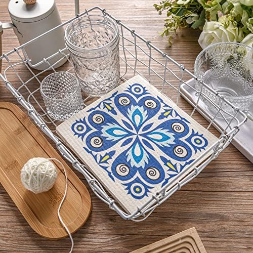 WILLBOND 9 Pcs Blue Swedish Kitchen Dishcloths Reusable Hand Towels - Image 3