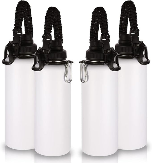 Volhoply Insulated Water Bottles Bulk 4 Pack,Not Suitable for Sublimation, 40 oz Stainless Steel Sports Bottle with Paracord Handle & Spout Lid, Double Walled Vacuum Metal Travel Flask(White,4 Set)