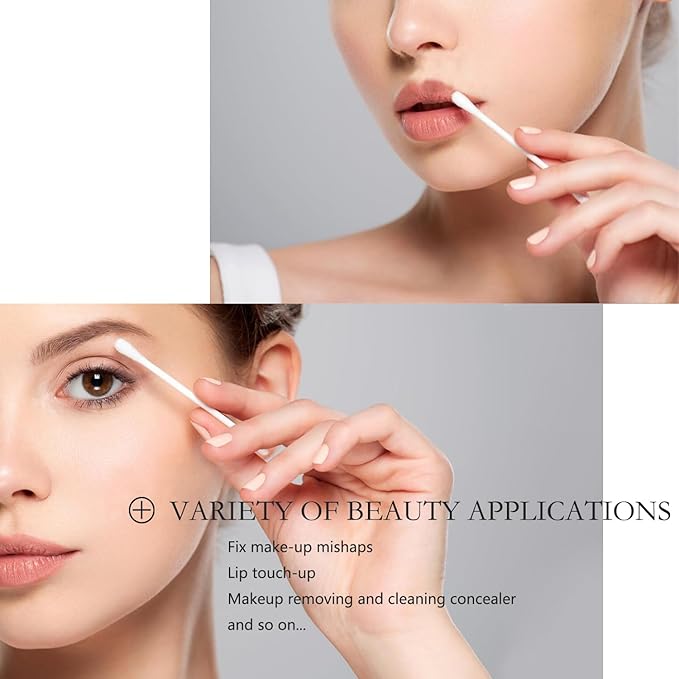 Cotton Swabs with Paper Sticks 1000ct，Double Tipped Natural Cotton Buds