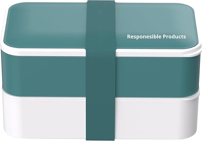 Responsible Products Leak Resistant Bento Box with Tableware for Adult - Teens, Insulated Lunch Box for Women - Men - Girls - Boys, BPA Free, Dishwasher Safe, Microwave Safe, Freezer Safe, 46 oz