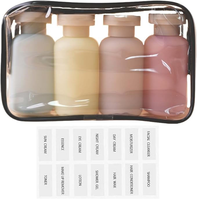 3.4oz Travel Shampoo Bottle with Flip Cap, Leak Proof Plastic Squeeze Bottles, Reusable Empty Travel Shampoo and Conditioner Bottles for Creams, Lotion, Foundation, Conditioner (Garden Series, 4Pcs)