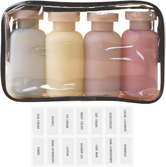 3.4oz Travel Shampoo Bottle with Flip Cap, Leak Proof Plastic Squeeze Bottles, Reusable Empty Travel Shampoo and Conditioner Bottles for Creams, Lotion, Foundation, Conditioner (Garden Series, 4Pcs)