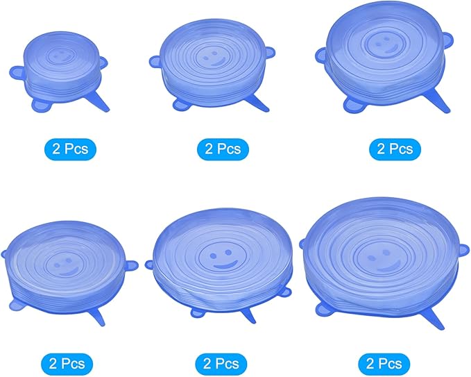 uxcell Silicone Stretch Lids, 2 Sets - Reusable Durable Silicone Bowl Covers, Silicone Lids for Bowls and Food Covers (Blue)
