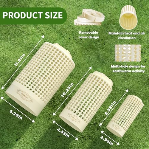 Underground Worm Farm, Garden Mini vermicomposting bin for use in Outdoor Gardening from Kitchen Food Waste, with Holes and lid11.81IN+10.23IN+8.38IN（3PC） - Image 5