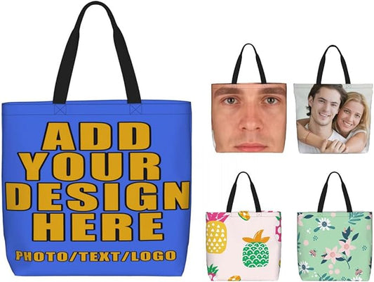 Custom Large Black Tote Bag With Pocket Extra Large Reusable Grocery Bags