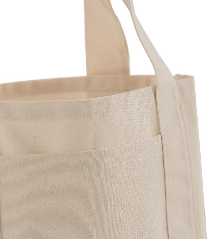12 Pack Mini Iconic Canvas Shopping Bags with Gusset – Reusable Eco-Friendly Tote Bags with Handles