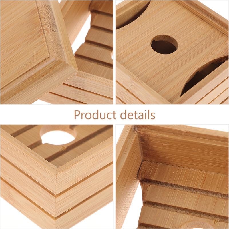 Bamboo Soap Dish with Lid Bamboo Soap Holder for Bathroom and Shower Stylish Tray for Bar Storage Natural Case - Image 3