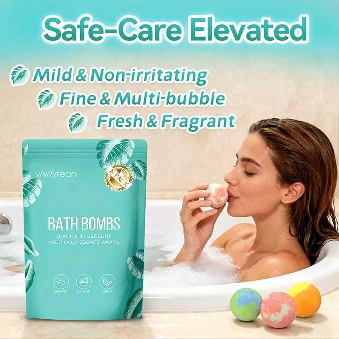 Bath Bombs for Women Gift Set, 8 Organic Bath Bombs Christmas Stocking Stuffers, Birthday Gift for Adults, Women, Relaxation Home SPA Bubble Bath, Self Care for Wife, Mother, Girlfriend