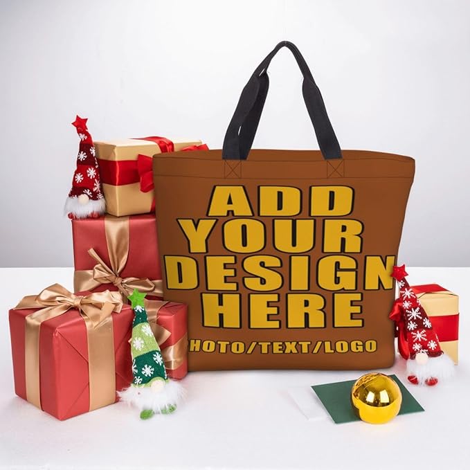 Custom Large Black Tote Bag With Pocket Extra Large Reusable Grocery Bags