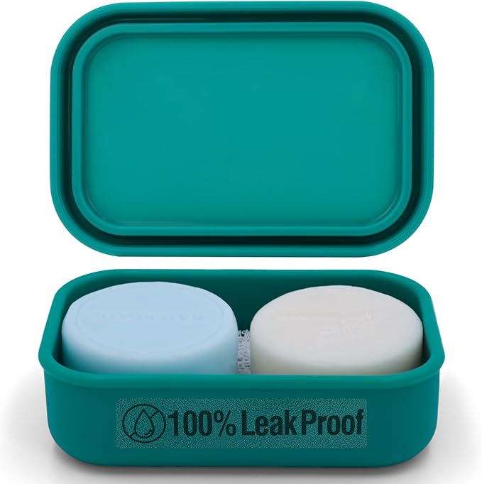 Enhanced Leak Proof Travel Soap Case, AIMAIAIMAI Silicone Soap Container with Draining Layer, Portable Bar Soap Holder for Bathroom, Camping, Gym, Easy to Clean (Green)
