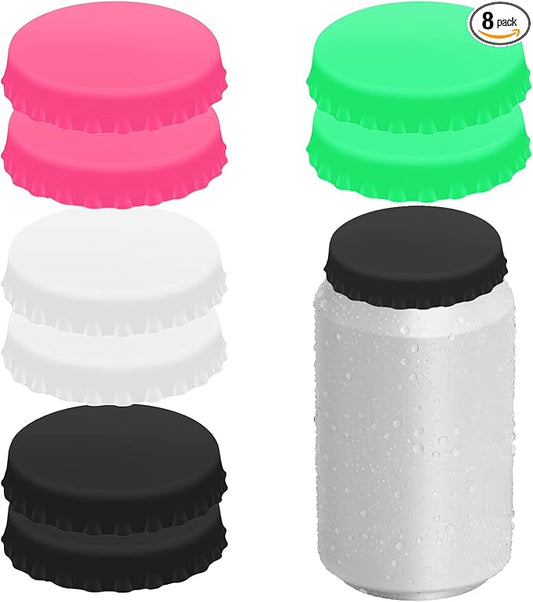 8PCS Silicone Soda Can Lids,BPA-Free Reusable Silicone Can Covers, Can Stopper or Protector For Soda,Beer, Drink, Juice, Coke, Beverage, Can Lid, Cover or Protector Quasi Beverage Cans
